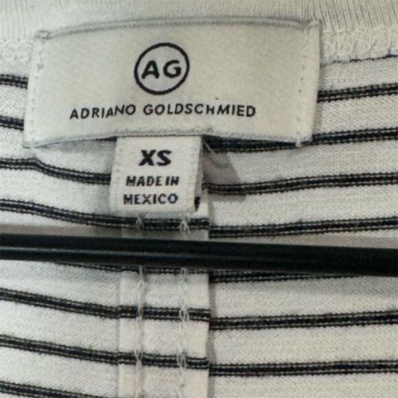 AG Adriano Goldschmied Striped Tee XS Scoop Neck Soft Cotton Y2K Minimalist - Picture 6 of 8